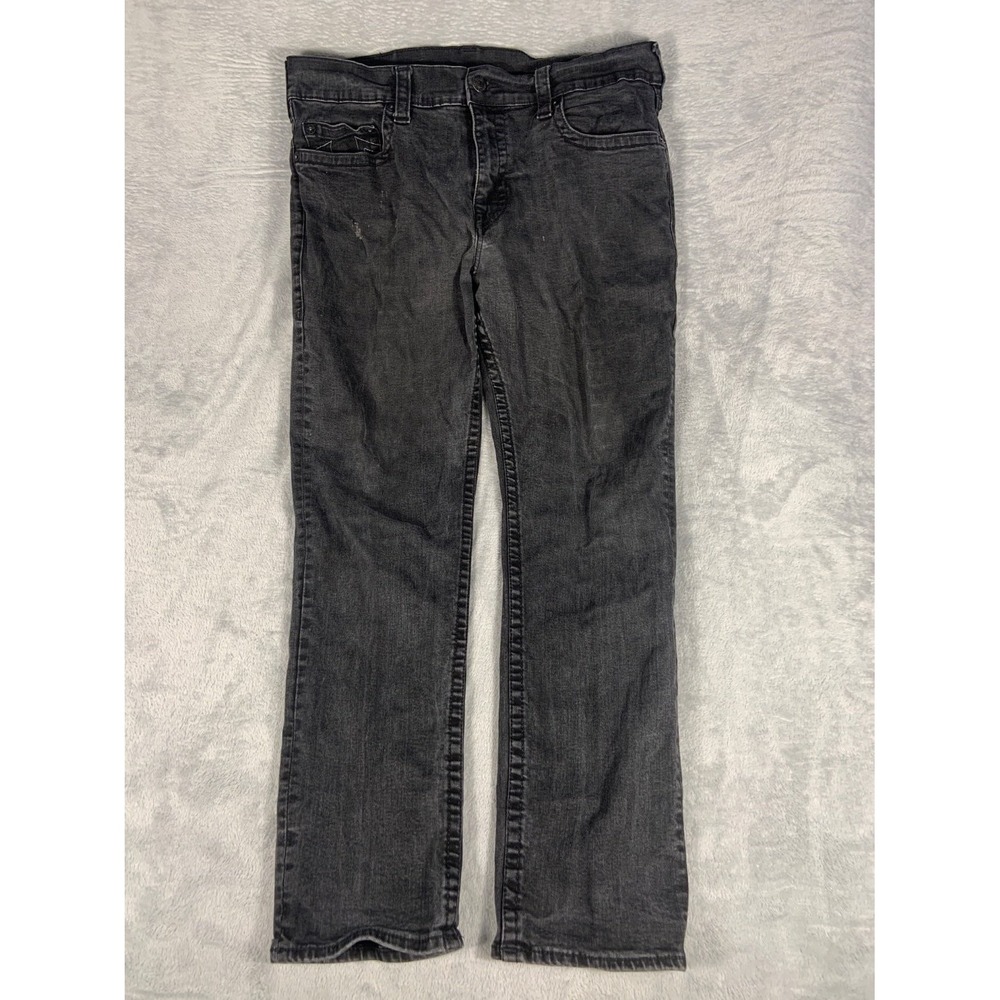True Religion Jeans Geno Relaxed Slim Mens 38x30 Black Logo Patch